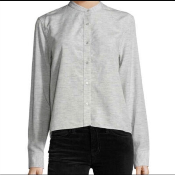 mock neck button down